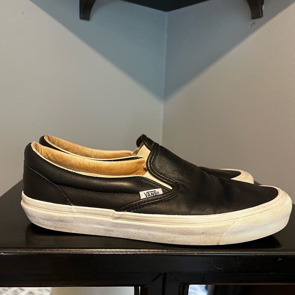 Vans Classic Low Top Leather Slip-On Sneakers